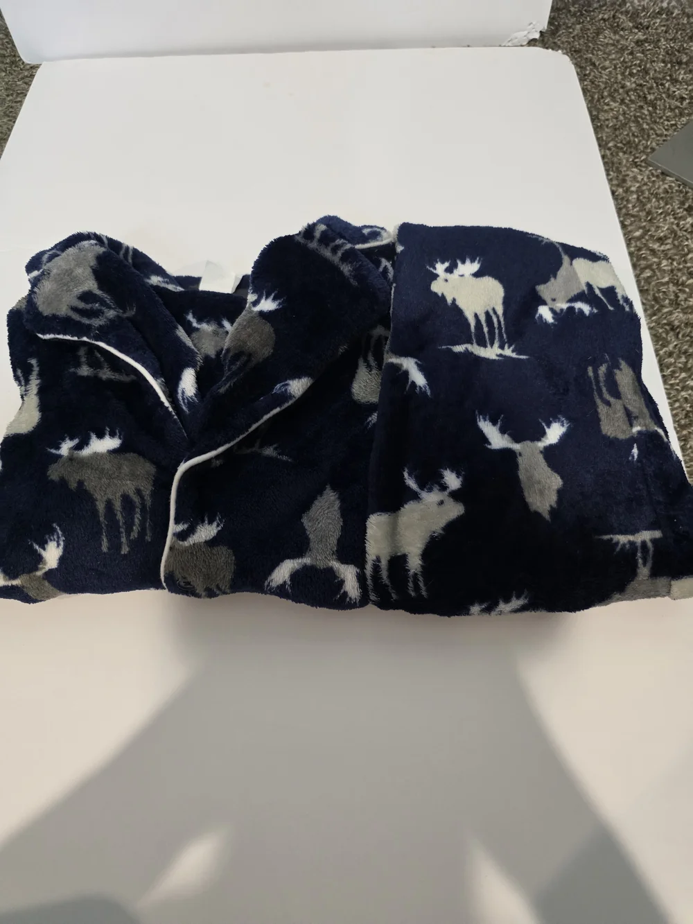Jellycat Navy Blue and Gray Moose Print Kids Pajama Set